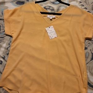 Pink rose yellow blouse